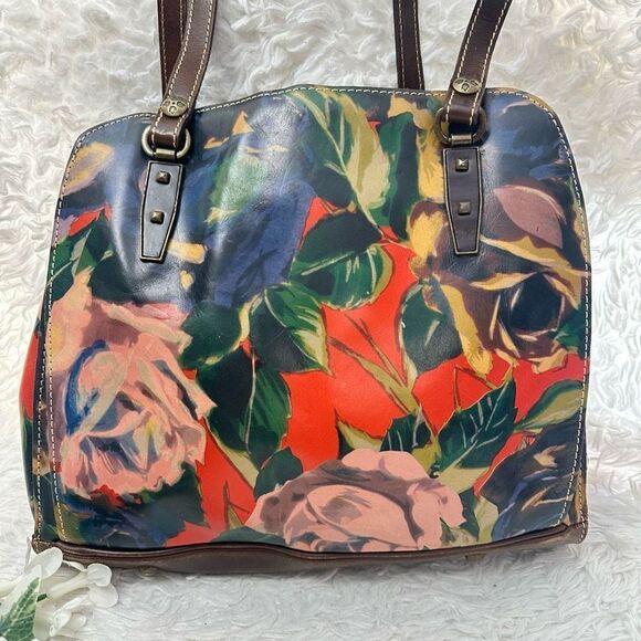 PATRICIA NASH Floral Printed Leather Rhinestone Lock Detail, Hinged Shoulder Bag - Picture 3 of 12